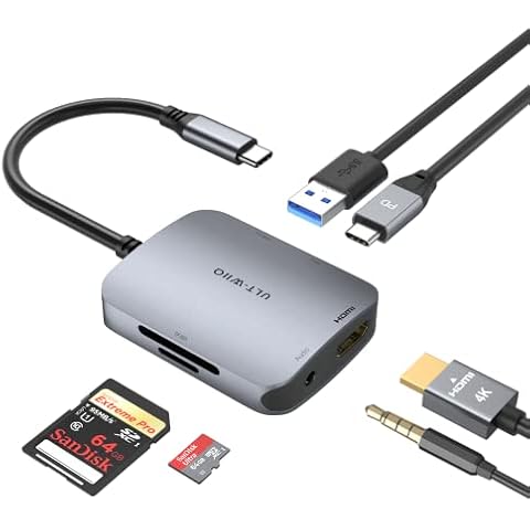 USB C Hub Adapter, USB C HDMI Mini Dongle, 6 in 1 USB C Hub Multiport Adapter with 4K HDMI, 100W PD, USB 3.0, SD/TF Card Reader, 3.5mm Audio for MacBook Pro/Air, iPad, Dell XPS & Other Type-C Devices Cover