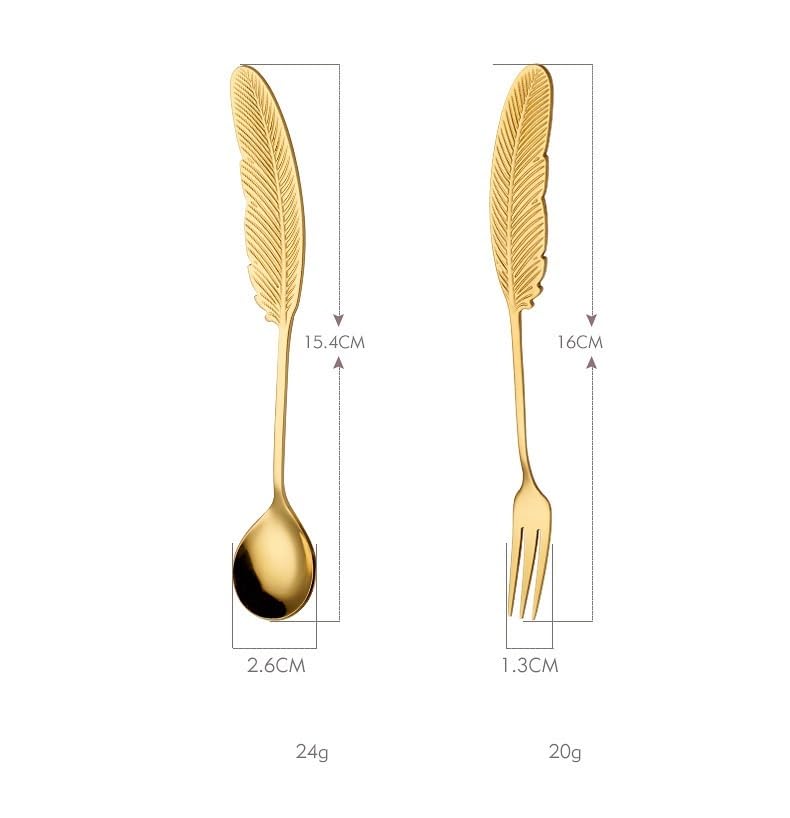 sdneNest Juego de cubiertos de 10/40/60/80/100/120 piezas de cucharas y tenedores de plumas de acero inoxidable 304, regalo creativo, cuchara pequeña, cuchara de café, cuchara de postre y arco iris