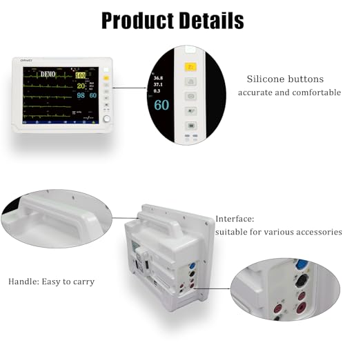 Image of Veterinary Patient Monitor with ETCO2 Capability - 12.1'' Multiparameter VET Patient Monitor for Dogs, Cats & Animals Use | ICU Machine ETCO2, ECG, SPO2 /HR, NIBP, RESP, Temperature Monitoring