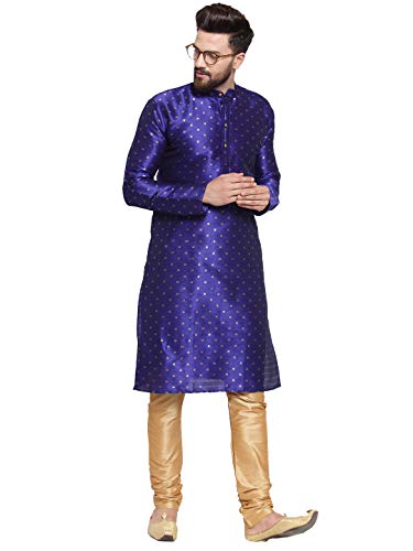 Image of Jompers Men Dupion Silk Kurta and Churidar Pajama Set