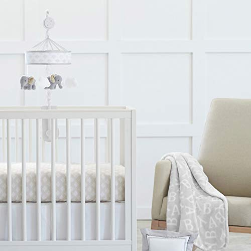 Just Born Boys and Girls Newborn Infant Baby Toddler Nursery Toy Musical Baby Crib Mobile, Grey Elephant/Clouds, One Size - Thumbnail 7