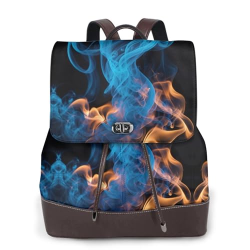 Sac à dos ordinateur portable cuir flamme bleue pour campus et voyage