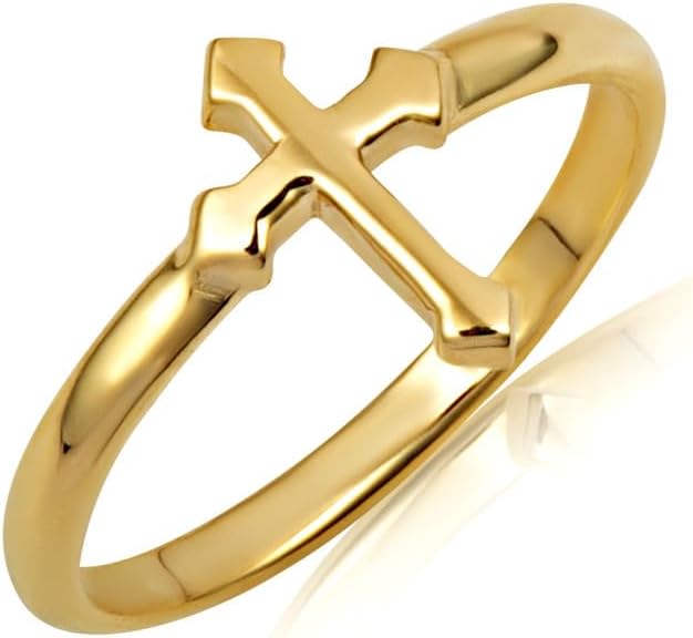 Religious Cross Faith Fine Ring Real Solid 14K Gold