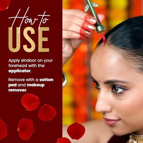 Shryoan Rose Full Coverage Natural Liquid Smudgeproof & Waterproof Maroon Sindoor for Dry Skin, 1 Count - Image 6