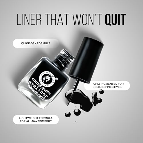 Image of Colors Queen Liquid Matte Eyeliner | Long Lasting & Lightweight Formula | Precise Application | Quick Drying Eyeliner Waterproof Black (Black, 7ml)