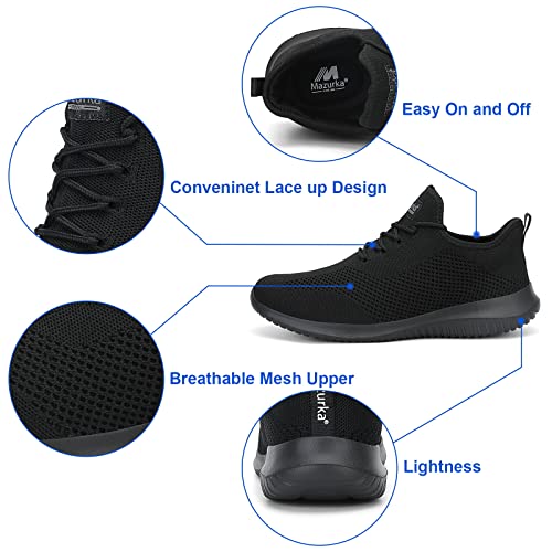 MAZURKA Men's Fashion Sneakers Running Walking Trail Shoes Athletic Sport Sneakers Non Slip Ultra Lightweight Mesh High Elastic Insole Casual Fashion Sneakers for Men Black 9.5 - Image 6