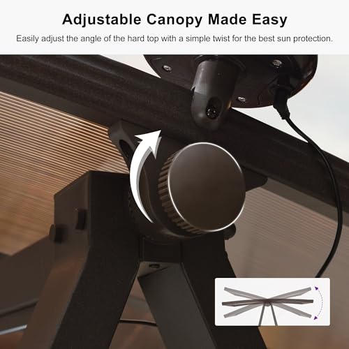 Image of PURPLE LEAF 3-Seat Porch Swing with Adjustable PVC Canopy Metal Patio Bench Glider Swing Bed Outdoor Swing Chair with Stand and Side Cup Holder for Outside Garden Porch, Cushion and Pillows Included