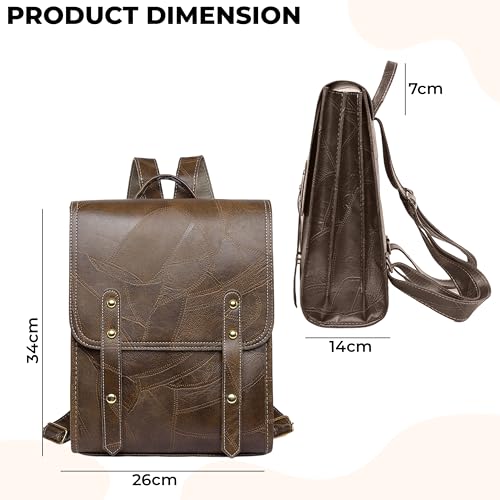 Image of Kraptick Stylish Casual Backpack | PU Leather Laptop Bag for Office, College & Travel | Lightweight & Spacious Daypack | Fits 13.3 inches Laptop | Fashionable & Durable Backpack for Women