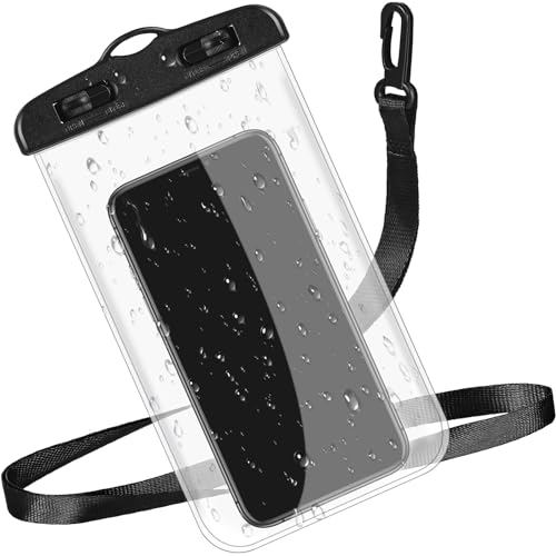 Weewooday Funda Impermeable para Móvil con Cordón Bolsa Estanca Universal IPX8 Funda Acuática a Prueba de Agua para Viajes Piscina para la Mayoría de Teléfonos de hasta 6,7 Pulgadas, Negro