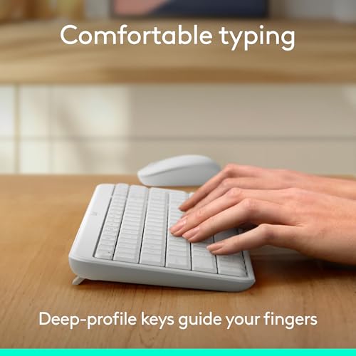 Logitech MK250 Bluetooth Wireless Mouse and Keyboard Combo: Fast & Easy Connectivity, Compact Wireless Keyboard, Ambidextrous Mouse, Durable Build - Windows/MacOS - White - Image 5