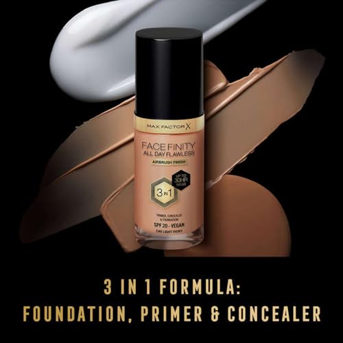 Max Factor Fondotinta Liquido Facefinity 3-In-1 All Day Flawless, Spf 20-40 Avorio Chiaro, 30 Ml - 7
