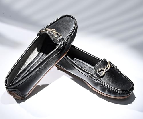 Image of LOUIS STITCH Women's Premium Slip-On Loafers with Buckle | Elegant Solid Slip-On Comfort Shoes for Casual and Formal Wear | Slip-On Loafer Shoes for Women | LSLD-BLR-HS02