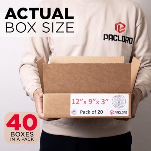 Image of Small Cardboard Boxes 12 inchL x 9 inchW x 3 inchH (Pack of 40) - USA-Made Packing Boxes for Moving, Shipping, or Storage - USPS, UPS, FedEx Approved - Professional Packing Supplies for Moving