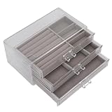 Organizador de Almacenamiento de Pendientes, Soporte Compacto y Duradero para Caja de Almacenamiento de Joyas, Transparente, Resistente con 3 Cajones para Pendientes, Collares y