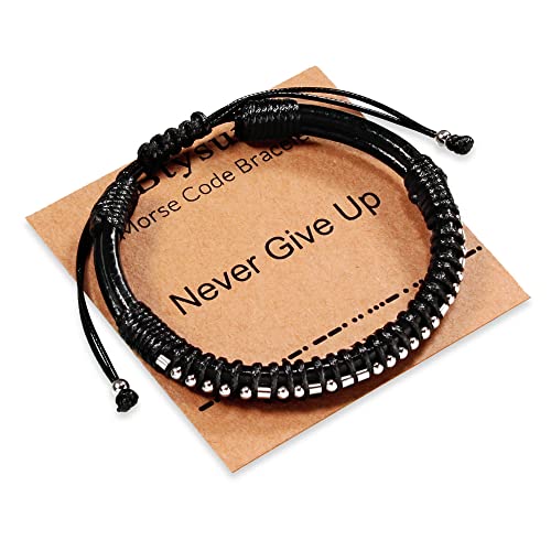 Inspirational Gifts for Men Morse Code Bracelets Mens Bracelets Graduation Gifts for Him Fathers Day Adjustable Leather Bracelet Motivational Birthday Annivesary Jewelry Stocking Stuffers for Men