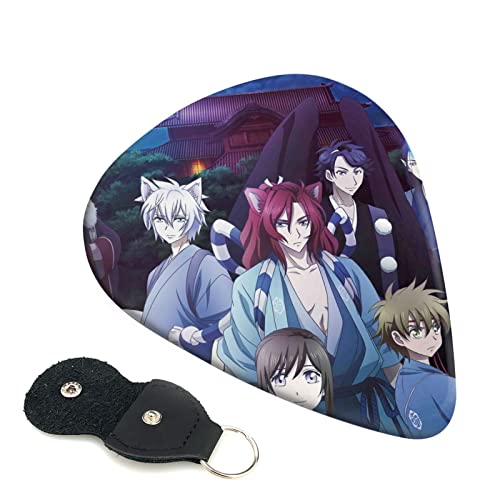 6枚セット ギターピック かくりよの宿 スタイリッシュ 3種厚さ0.46/0.71/0.96mm 6弦アコースティックギター、エレクトリックギター、ベース、バンジョー、マンドリン 6つのギターピックに適しています おにぎり型紛失防止 ギターアクセサリ Ab