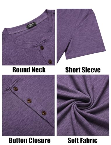 Image of COOFANDY Men's Henley Shirts Short Sleeve Casual Basic Tee Summer Button Henley Soild T Shirts