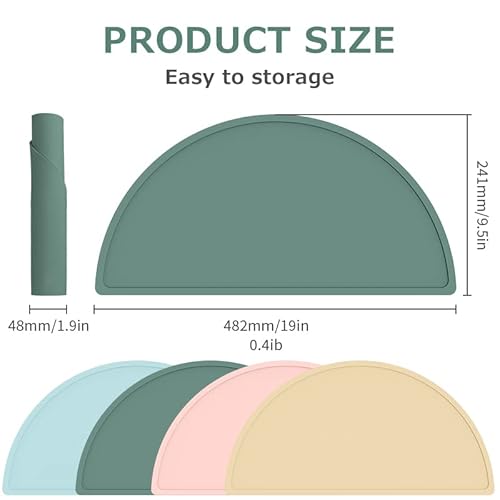Silicone Placemats For Kids - Baby Toddler Placemats For Dining Table, Non-Slip Table Mats, Reusable, Dishwasher Safe, Set Of 4 (Ether/Sage/Apricot/Pink) #TOP1
