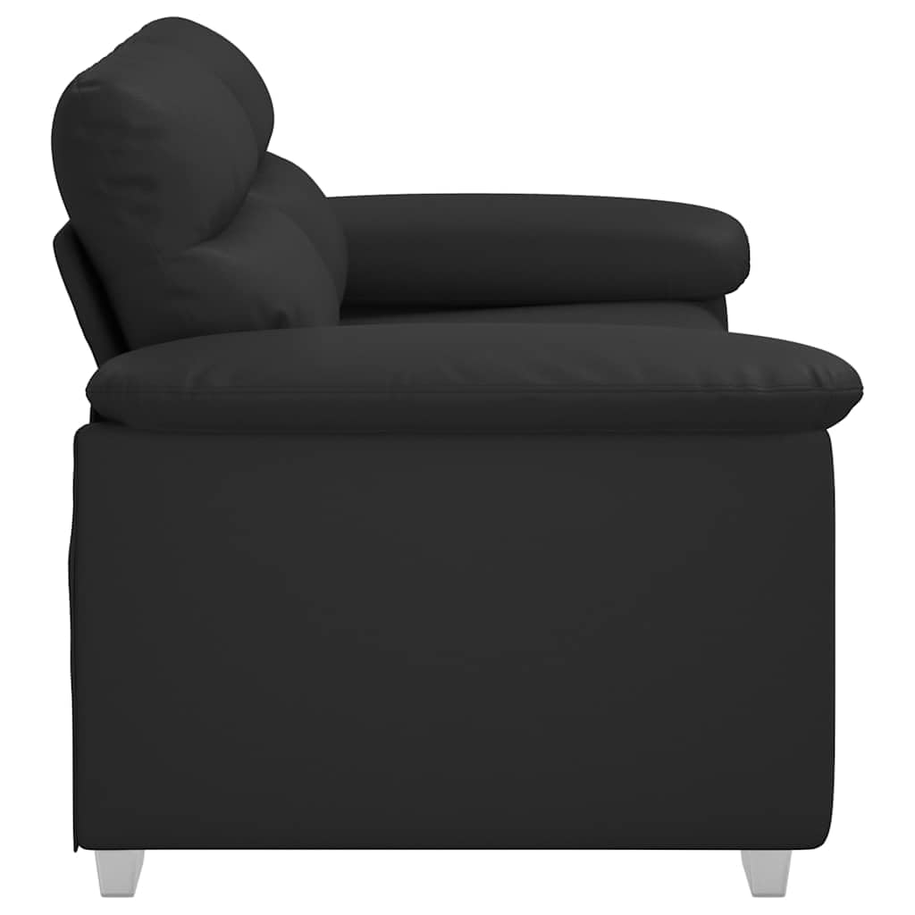 Sofá de 2 plazas, color negro, 160 x 81 x 84 cm, piel sintética, sofá de dos plazas con amplios reposabrazos, diseño moderno, robusto y ahorra espacio, para pequeñas salas de estar, oficinas