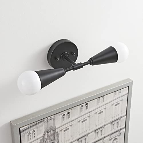 Image of BRIGHTTIA Vicky 2 Light Cone Socket Wall Sconce - Mid Century Modern Fixture for Wall & Ceiling - Minimalist Edison Lamp for Hallway and Bathroom Vanity - Matte Black (BW0027-2B)