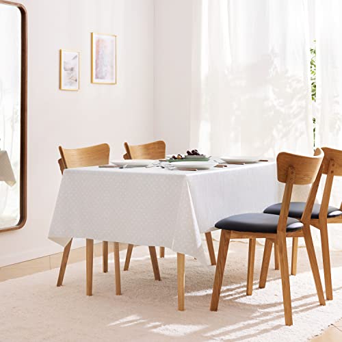 KP HOME Premium Wipe Clean Tablecloth - Polka Dot Waterproof PVC Table Cloth - Rectangular 200 x 140 cm Plastic Table Cover - Wipeable Vinyl Oilcloth for Kitchen, Dining & Outdoor - Light Grey - Image 6