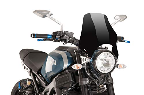 Puig 0869N Motorrad-Windschild Windschutzscheibe für Naked-Modelle schwarz