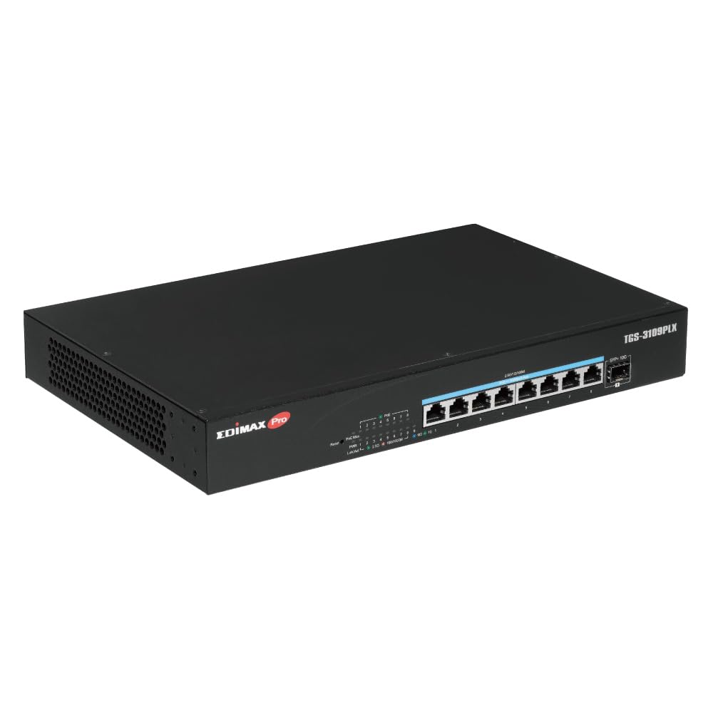 Edimax TGS-3109PLX - 8-Port 2.5GbE PoE++ Web Smart Switch con 1 Puerto SFP+ de 10GbE