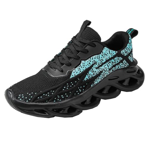 CHICMARK Zapatillas de deporte de moda para hombre que absorben los golpes - Zapatillas de correr luminosas transpirables, negro azul, 41 EU