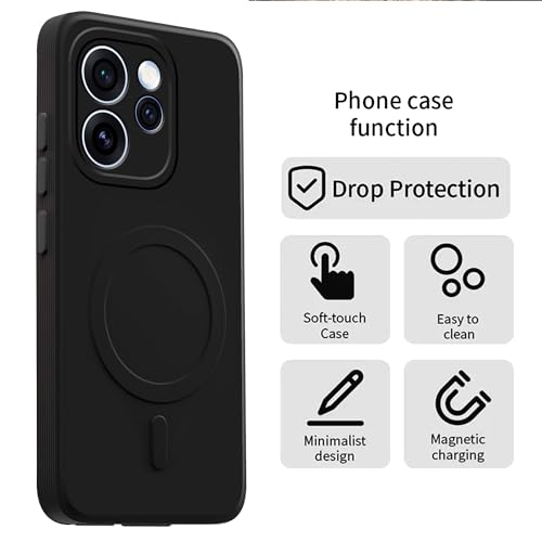 Image of amazon basics Back Cover for Oppo Reno 15 Pro Mini 5G Soft Matte Silicone Mag-Safe Design (Mag-Safe Not Support) Camera Protection | Slim Fit Bumper Cover (Black)
