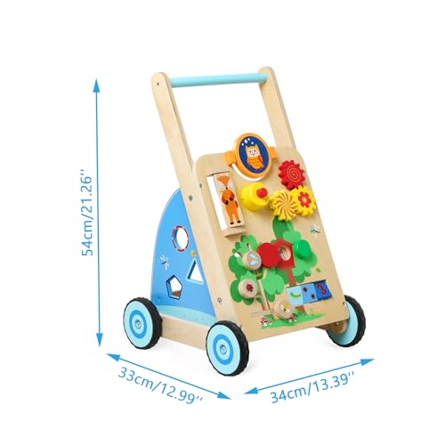 Activity Walker, Wooden Baby Walker, Toddler Push Walking Toy, Learning Activity Stroller, Sit to Stand Walker for Girls and Boys 1-3 Years Old, Great Children's Day Gift for Kids - Image 6