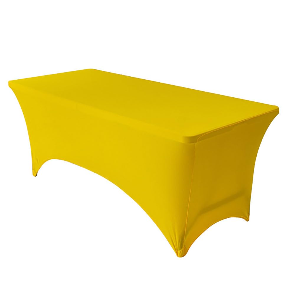 Mateju Stretch Spandex Table Cover Washable Cocktail Tablecloth Fitted Rectangular Wedding Banquets Birthday Outdoor Party Bar Hotel Event and Festival Decoration (4FT,Lemon Yellow)