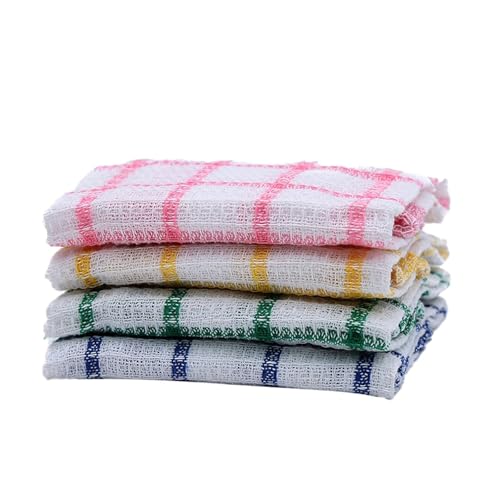 4 paños de cocina para lavar platos, 13.7 x 13.7 pulgadas, trapos absorbentes de algodón para fregar, juegos de toallas de cocina, trapos de lavado para limpieza (C, talla única)