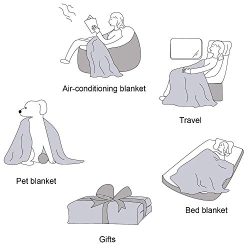 EIUE Comfortable Flannel Fleece Throw Blanket,Ultra Soft Nap Bedding Coverlets Quilt for Couch Sofa Bed Traveling,Lightweight Bed Blanket for All Season.(Grey,40x60 inches) - Thumbnail 7