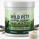 Wild Pets Blue Lipped Mussel & Glucosamine – Dual-Action Dog Hip & Joint Supplement – 500mg Mussel + 500mg Glucosamine per Scoop – 6oz/120 Servings – Higher Protein Than Green lipped Mussels for Dogs