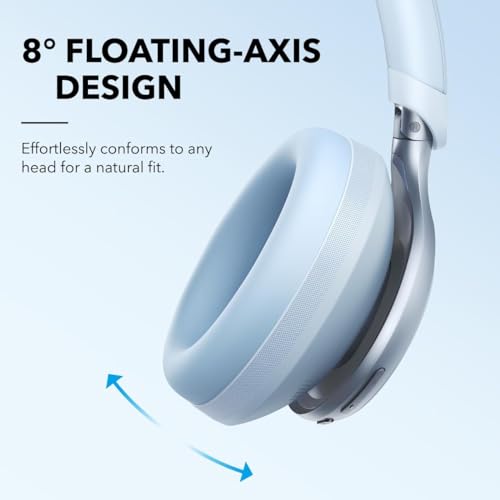 Image of Soundcore Anker Space One ANC Over-Ear Headphones, Blue, Renewed | Active Noise Cancelling, Comfortable Fit, 40H ANC Playtime, App Control, LDAC Hi-Res, Clear Call, Bluetooth 5.3, Travel-Ready