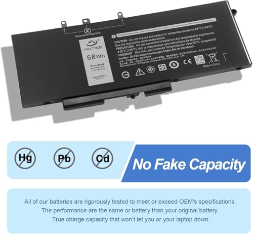 Image of ANTIEE 68Wh GJKNX Laptop Battery Replacement for Dell Latitude 5480 5580 5280 5288 5290 5488 5490 5491 5495 5590 5591 E5480 E5580 E5590 E5490 Precision 15 3520 3530 GD1JP DY9NT 0DY9NT 5YHR4 451-BBZG | E5580 E5490 E5590 Precision 15 3520 3530 Netbook Battery GD1JP 0GD1JP DY9NT 0DY9NT 5YHR4 451-BBZG 7.6V 68Wh 8500mAh 4-Cell