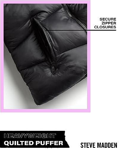 Steve Madden Girls’ Winter Coat – Heavyweight Water Resistant Faux Fur Lined Puffer Parka – Quilted Jacket for Girls, 4-164