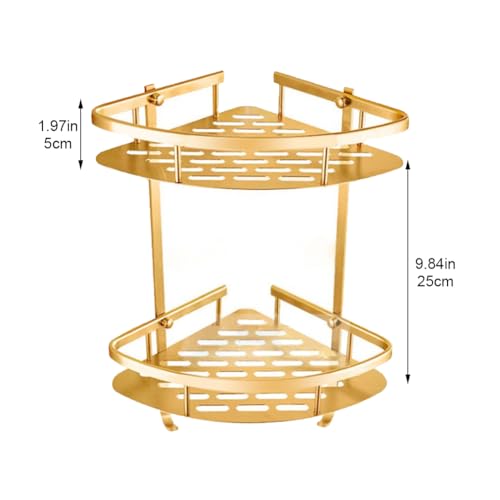 Étagère de douche laiton premium style rétro chic avec double panier d'angle - 3