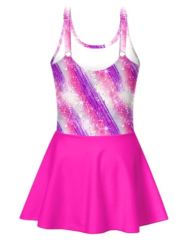 Image of Yousie Girls Swimsuit One Piece Tropical Kids Bathing Suit Swimwear Adjustable Swim Dress 5-9 Years