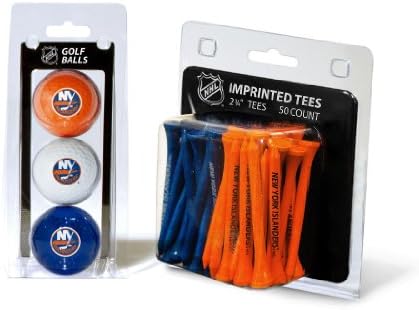 Team Golf NHL New York Islanders 3 Golf Balls And 50 Golf Tees Logo Imprinted Golf Balls (3 Count) & 2-3/4" Regulation Golf Tees (50 Count), Multi Colored