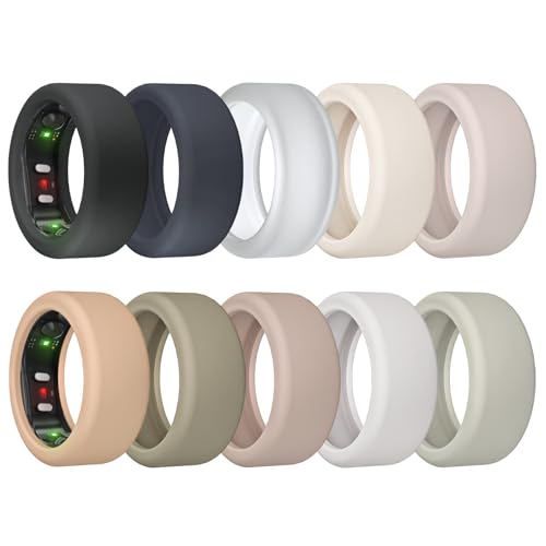 MAKCPOIMER 10 Pack Ring Cover for RingConn Gen 2, Elastic Silicone Ring Protector for RingConn Gen 2 Air Working Out Accessories Men Women (All 10 Colors-5, S (7/8/9/10/11))