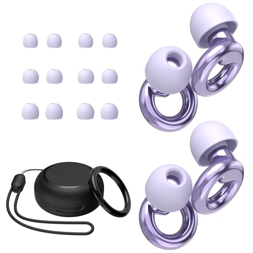 JUSTRVN Ear Plugs for Sleeping,2 Pairs of Stylish Reusable Noise Reduction Earplugs with 8 Pairs Tips & case,Hearing Protection Earplugs for Concert,Travel,Work,Live Events - 25dB-30dB