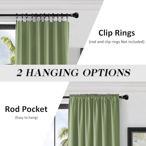 Image of DONREN Patio Door 108 Inches Long Curtain Panels - Ceiling to Floor Extra Long Drape Curtains Window Treatment for Sliding Glass Door (Sage,2 Pieces,W 52 x L108 inches)