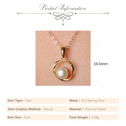 Love Eternal Mobius Ring 5mm Button Shape Freshwater White Pearl Necklace 925 Sterling Silver 14K Yellow Gold Plated Pendant for Women With 18 Inches Chain Birthstone Wedding Trendy Party2