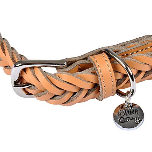 Love Story Adjustable Braided Leather Necklace 30 to 45 cm Natural - Image 3