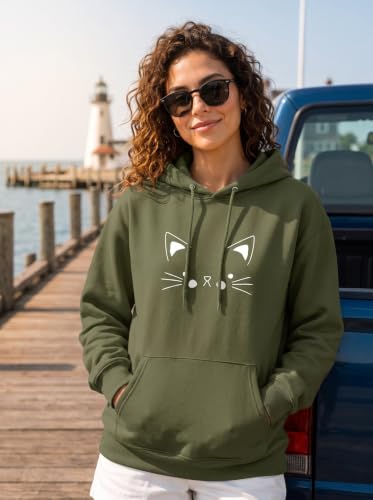 Image of More & More Unisex Kid's Cotton Hoodie Sweatshirt with Pocket Full Sleeves Hooded Neck Solid Pattern Cat Theme Regular Fit and Standard Length | Kids Hoodies for Casual