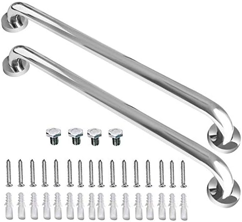 2 Pack 24 Inch Shower Grab Bar, iMomwee Chrome Stainless Steel Bathroom Grab Bar Handle, Bathroom Shower Balance Bar,Safety Hand Rail Support,Handicap Elderly Senior Assist Bath Handle(1.25" Diameter)