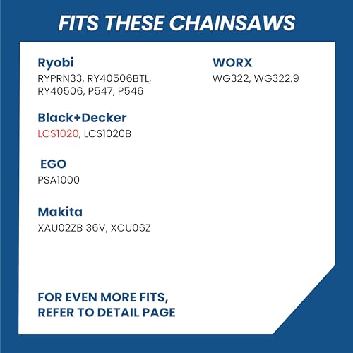 Image of 10 Inch Chainsaw Chain, 3 /8 inch LP Pitch .043 inch Gauge 40 Drive Links, Germany Steel Replacement for Milwaukee M18 FUEL Pole Saw 2825-21PS, Ryobi P546, Worx WG322, 3-Pack