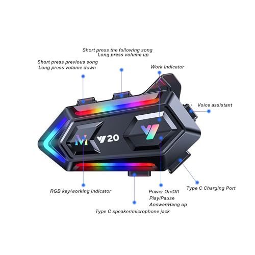 Auriculares casco moto impermeables IPX6 con conectividad Bluetooth 5.3 estable 5