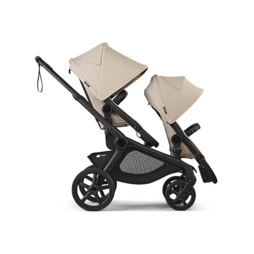 Bugaboo Kangaroo All-Terrain Single-to-Double Tandem Stroller for Infant and Toddler and Kangaroo Sibling Seat for Second Child, One-Hand Operation, Large Bassinet, XL Underseat Storage (Desert Taupe)